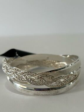 Silver Interlocking Triple Bangle Bracelet by Topshop ‘M Style Lab’ MStyleLab